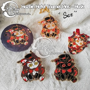 Husk Hazbin Hotel  (In Stock) | Enamel Pin (Glow-in-the-dark & Standard) | Plush Badge | Acrylic Chain | Gold foil stamp