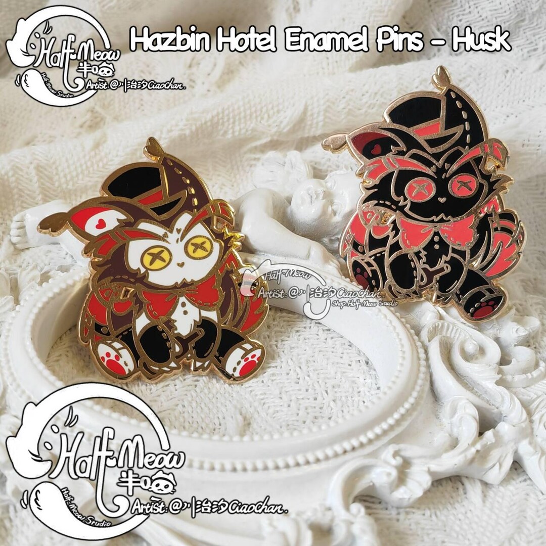 Husk Hazbin Hotel Enamel Pin | Plush Badge | Acrylic Chain - Etsy