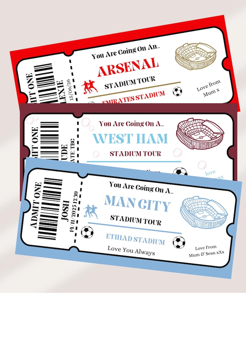 Digital Personalised Stadium Tour Ticket - Etsy