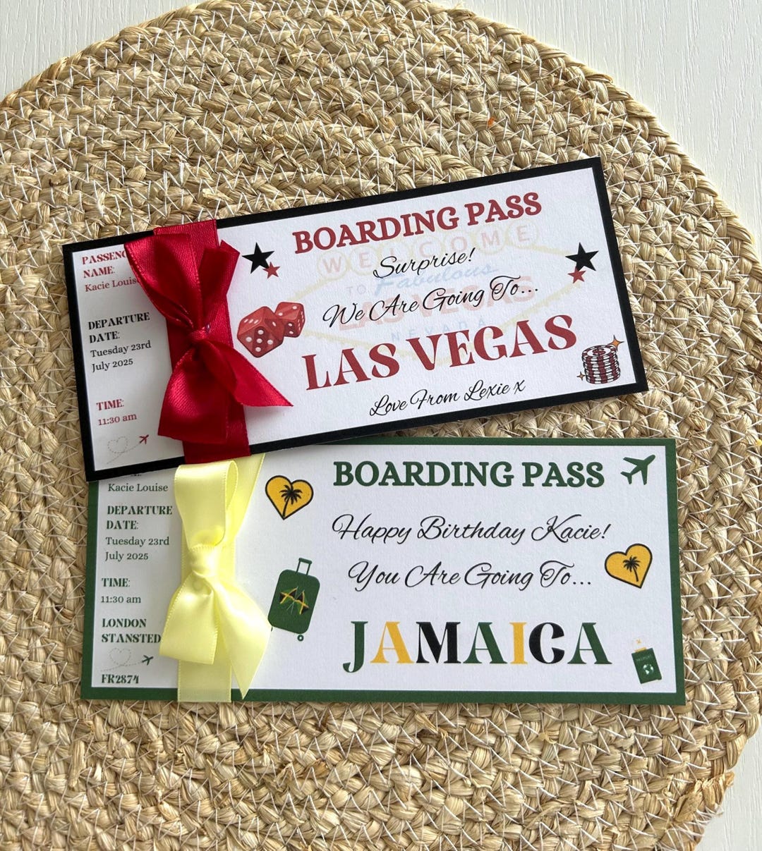 Personalised Holiday Reveal Ticket / Boarding Pass / Suprise Vacation ...