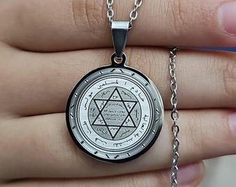 King Solomon Seal Stainless Steel Necklace: Islamic Protection Amulet