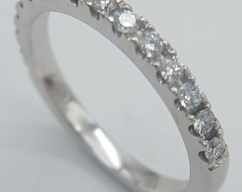 18K White Gold Natural Diamond Half Eternity Ring - 0.35ct - Size L 1/2 - Luxurious Vintage Charm