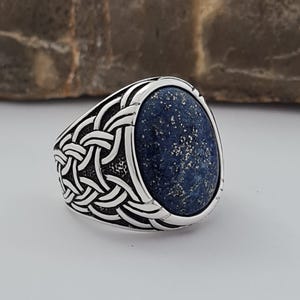 Lapis Lazuli Sterling Silver Ring: Vintage Style Men&#39;s Jewelry