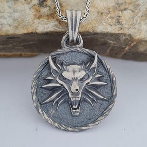 Wolf Medallion Pendant, Sterling Silver, Handmade Viking Necklace, Medieval Wolf Talisman, Warrior Amulet, Norse Wolf Jewelry