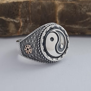 Handmade Sterling Silver Yin Yang Ring – Symbol of Balance and Harmony, Unique Boho Spiritual Jewelry for Men and Women, Perfect Gift Idea