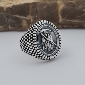 Handmade 925 Sterling Silver Grim Reaper Ring | Unique Design for Men & Women | Angel of Death Symbol | Gothic Style Statement Jewelry