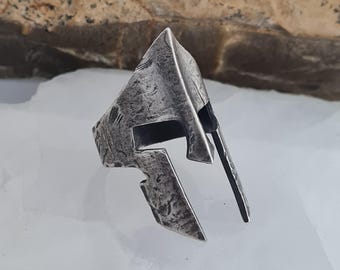 Handgemachte Sterling Silber Spartan Helm Ring: Gladiator Krieger Schmuck