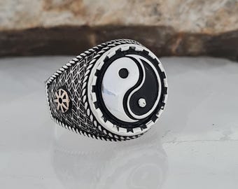 Handmade Sterling Silver Yin Yang Ring: Boho Spiritual Jewelry