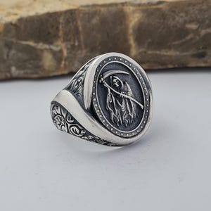Handmade 925 Sterling Silver Grim Reaper Ring | Unique Design for Men & Women | Angel of Death Symbol | Gothic Style Statement Jewelry