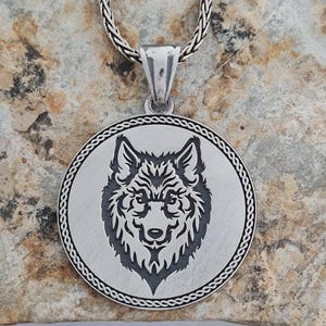 Handmade Viking Wolf Pendant Necklace - Sterling Silver Norse Jewelry, Wolf Head Medallion, Men&#39;s Nordic Amulet, Gift for Him
