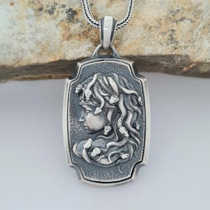 Handcrafted Sterling Silver Medusa Pendant: Ancient Greek Mythology Jewelry