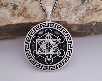 925 Sterling Silver Metatron’s Cube Necklace, Sacred Geometry Pendant, Unisex Jewelry, Handmade Spiritual Gift, Unique and Stylish Design