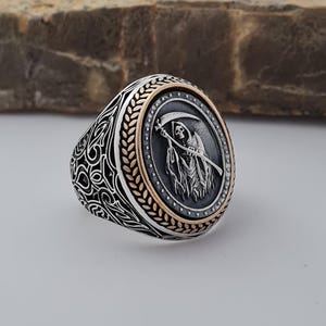 Handmade 925 Sterling Silver Grim Reaper Ring | Unique Design for Men & Women | Angel of Death Symbol | Gothic Style Statement Jewelry