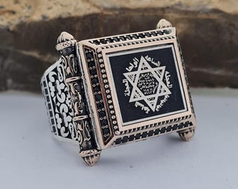 Handcrafted Sterling Silver Seal of Solomon Ring: Islamic Design