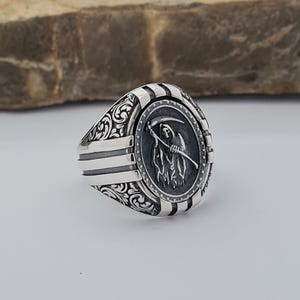 Handmade 925 Sterling Silver Grim Reaper Ring | Unique Design for Men & Women | Angel of Death Symbol | Gothic Style Statement Jewelry