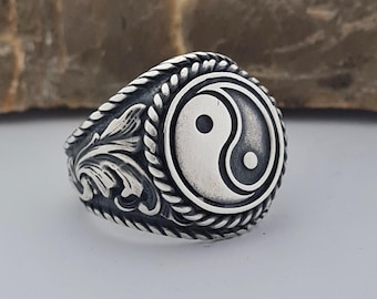 Handmade Sterling Silver Yin Yang Ring: Boho Spiritual Jewelry