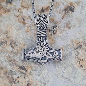 Sterling Silver Viking Thor Hammer Pendant: Norse Mjolnir Amulet