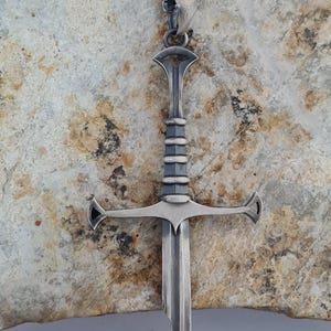 Oxidized Sterling Silver Broken Sword Pendant: Gothic Medieval Jewelry