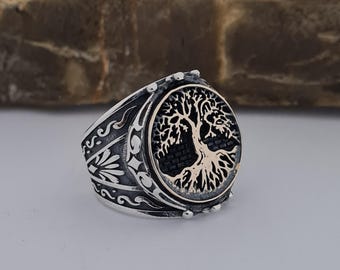 Handcrafted Sterling Silver Tree of Life Ring: Viking Jewelry