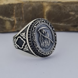 Handmade 925 Sterling Silver Grim Reaper Ring | Unique Design for Men & Women | Angel of Death Symbol | Gothic Style Statement Jewelry
