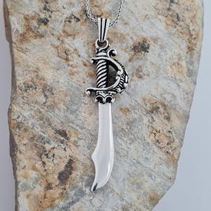 Handcrafted Oxidized Silver Sword Pendant Necklace - Gothic, Medieval, Fantasy-Inspired Unique Jewelry for Men and Women