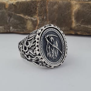 Handmade 925 Sterling Silver Grim Reaper Ring | Unique Design for Men & Women | Angel of Death Symbol | Gothic Style Statement Jewelry