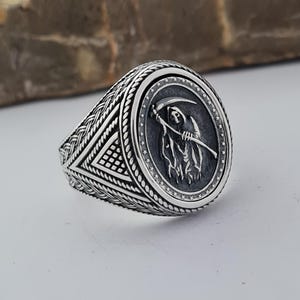 Handmade 925 Sterling Silver Grim Reaper Ring | Unique Design for Men & Women | Angel of Death Symbol | Gothic Style Statement Jewelry