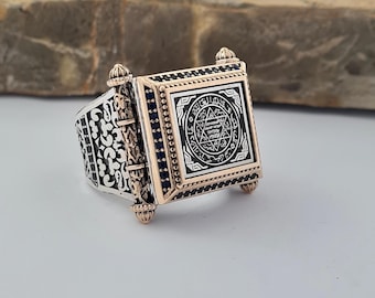 Handcrafted Sterling Silver Seal of Solomon Ring: Islamic Design