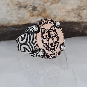 Wolf Head Signet Ring – Sterling Silver Bronze Top – Viking Norse Men’s Statement Jewelry