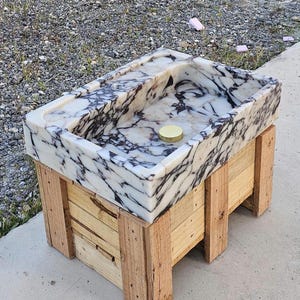 Calacatta Viola Marble Sink | Wall Mount Marble Sink | Marble Bathroom Sink | Powder Room Sink | Custom Vanity Top Natural Stone Marble Sink