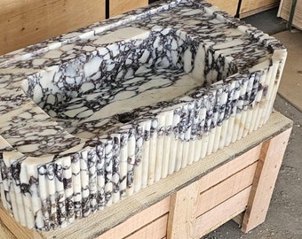 Calacatta Viola Marble Sink - Solid Handcarved Basin