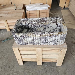 Calacatta Viola Marble Sink Wall Mount Marble Sink Marble Bathroom Sink Powder Room Sink Custom Vanity Top Natural Stone Marble Sink