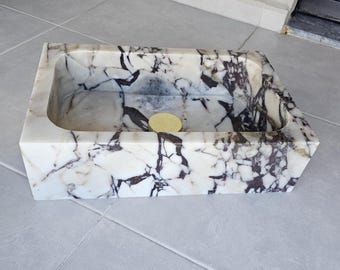 Calacatta Viola Antique Marble Sink Powder Room Calacatta Sink, Farmhouse Marble Sink Bathroom Sink By AIR