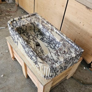 Custom Size Handcarved Calacatta Viola Marble Sink, Perfect for Bathroom Vanities or as a Vessel Sink Marble Sink Natural Marble Sink