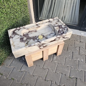 Calacatta Viola Marble Sink, Special Order Sink, Marble Sink Countertop, Marble Large Sink, Wall Sink, Bathroom Sink