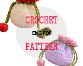 Patrón de ganchillo para funda de AirPods y auriculares, diseño de funda floral con cordón, descarga digital instantánea en PDF, paso a paso.