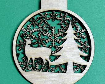 Christmas Ornament With Deer and Trees