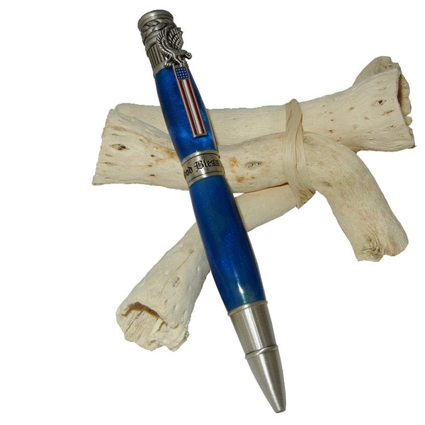 Handcrafted Patriotic Pen, Gift Idea with American Flag and Bald Eagle, Veterans Gift, Graduation Gift Idea by CraftCrazy4U