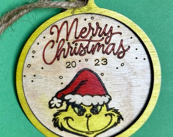 Grinch 3D Christmas Ornament Multiple Layers of Baltic Birch