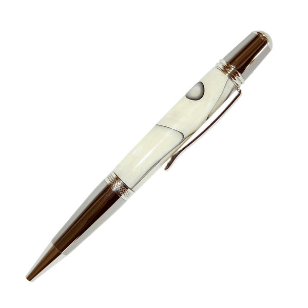 Elegant Spalted Pearl Pen Handcrafted Unique Acrylic Wall Street Writing Pen White Ivory by CraftCrazy4U