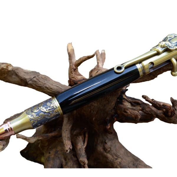 Bolt Action Deer Hunter Antique Brass Engraved Pen Great Christmas Stocking Stuffer Unique Gift For Men Ready To Ship by CraftCrazy4u