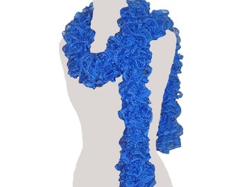 Crochet Scarf in Blue, Gifts for Her, Very Trendy Neck Warmer Scarf, Kentucky Blue Scarf, Ruffle Scarves by CraftCrazy4U on Etsy