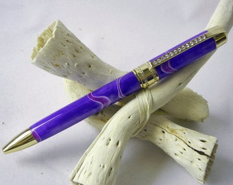 Pen in Princess Purple Passion, 24kt Gold Feminine Swarovski Crystals, Handcrafted Pen, Perfect Writing Instrument for Her by CraftCrazy4U