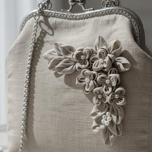 Handmade Hemp Crossbody Bag – Eco Friendly Shoulder Bag, Vegan Purse with Silver Chain, Made in Turkey