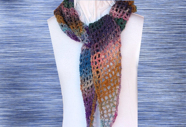Crochet Patterns for Scarves, Easy to Crochet Wrap Pattern, Crocheted Shawl Patterns, Trellis Crochet Wrap Design image 4