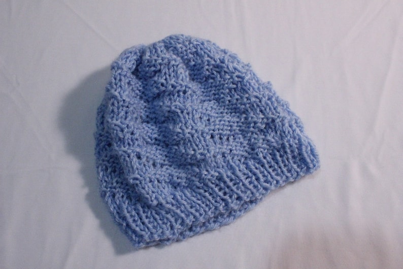 Knitting Pattern for Baby Hat, Baby Hat Knit in Round using Circular Knitting Needles, Textured Baby Hat Pattern image 3