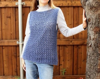 Knitting Pattern for Sweater, Knitted Vest Pattern, Easy Knit Sweater Vest Pattern, Knit Tunic Patterns, Lace Sweater Pattern