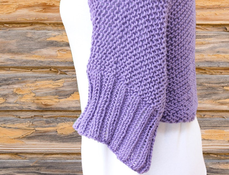 Knit Shrug Pattern Cotton Knitted Shrug With Ribbed Sleeves Etsy