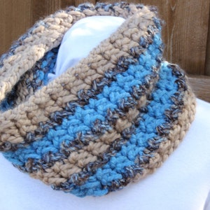 Knitting Pattern for Striped Cowl, Chunky Knit Cowl Patterns, Color Block Knitting, Quick to Knit Pattern, Knitted Scarf Pattern