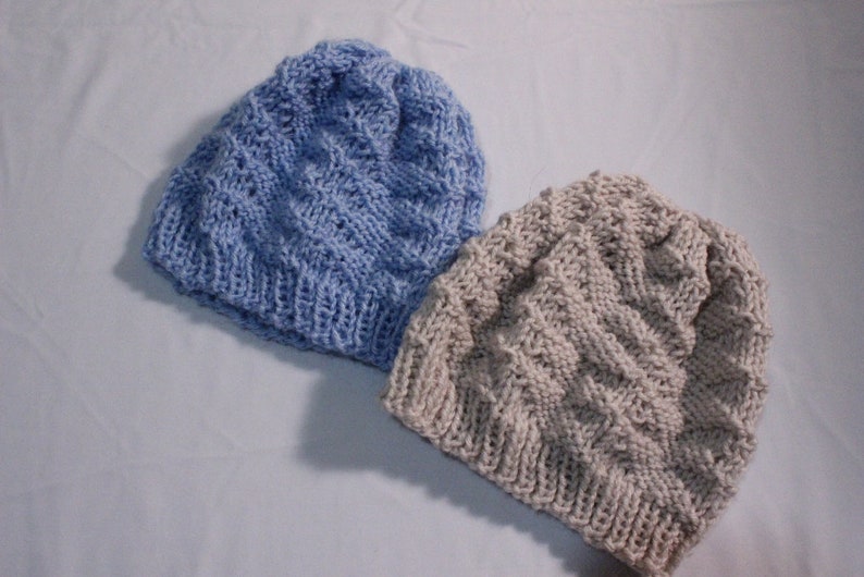 Knitting Pattern for Baby Hat, Baby Hat Knit in Round using Circular Knitting Needles, Textured Baby Hat Pattern image 4